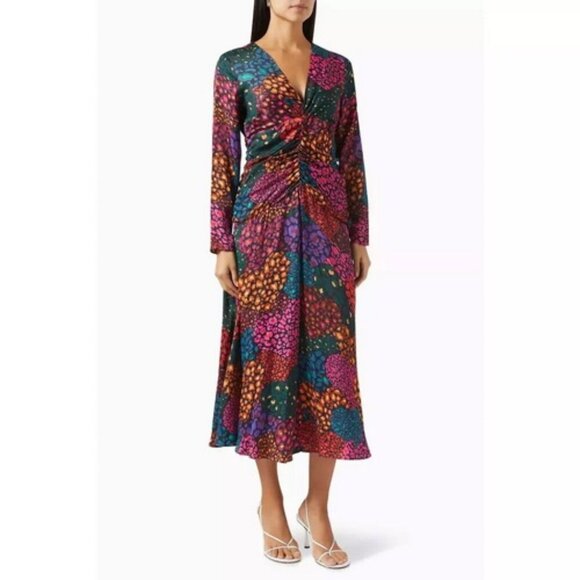 Farm Rio Rainbow Hearts Lenzing Ecovero Viscose Midi Dress Multi - Picture 1 of 3